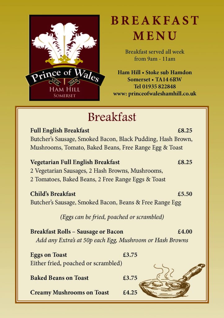 Breakfast Prince of Wales Ham Hill